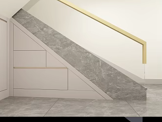 Stair lower inclined corner cabinet 3d model