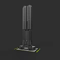 Garden Landscape Around Modern Tall Building With Green Base Area
