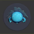 Blue Transparent Game Movie Character With Big Eyes Yellow Star And Blue Display Base