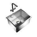 Modern Square Stainless Steel Sink With Single Handle Faucet Design
