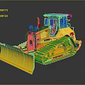 Yellow Heavy Duty Bulldozer With Crawler Tracks Front Blade And Cab
