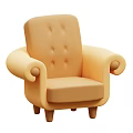 Beige Upholstered Chaise Lounge with Button Tufted Back and Curved Armrests Classic Design