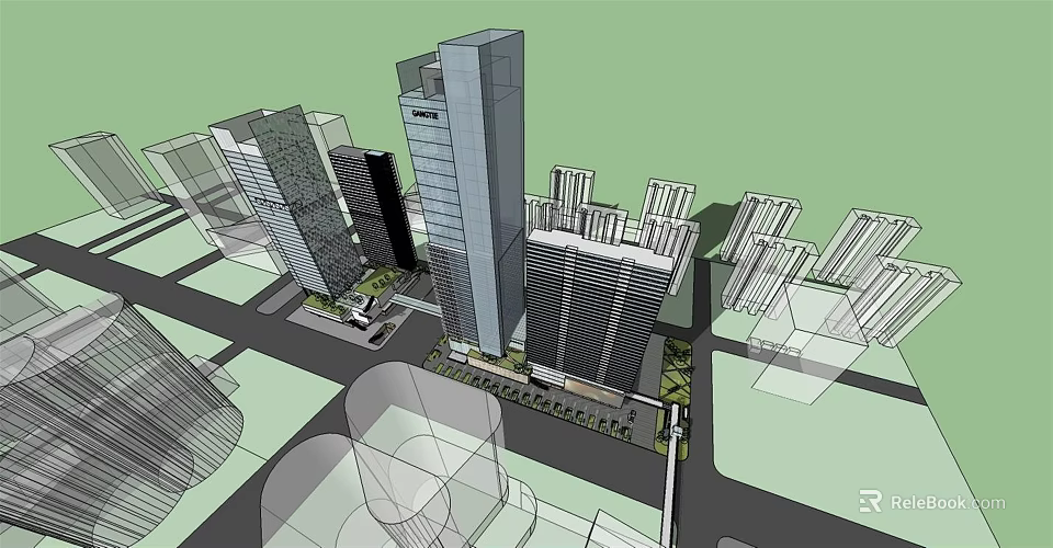 Modern Commercial Complex With High Rise Buildings In Urban Architectural Design 3d model