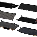 Traditional Architectural Roof Components With Various Tile Patterns And Eave Designs