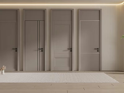 Modern Interior Hinged Doors In Light Gray With Minimalist Design And Smooth Surface Finish 3d model