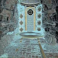 Rocky Architectural Entrance With Circular Door Diamond Decorations Stone Pathway Green Plants And Circular Top