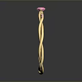 Golden Twisted Hoop Earrings With Pink Gemstone For Daily Wear Accessories