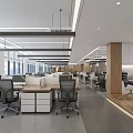 Modern Public Office Space With Open Desks Ergonomic Chairs Windows Lighting And Storage Cabinets