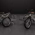 Modern Bicycles With Wooden Seats And Metallic Storage Baskets Design