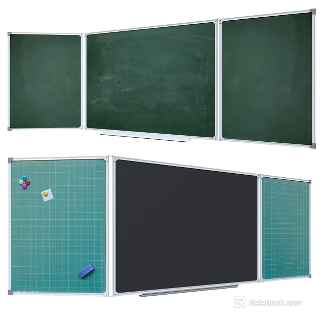 Decorative Hanging Accessories With Chalkboard Panels Green Grid Surface And White Frame 3d model 