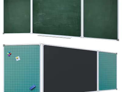 Decorative Hanging Accessories With Chalkboard Panels Green Grid Surface And White Frame 3d model