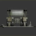 Multi wheel Engineering Utility Vehicle with Solar Panel Roof and Support Legs on Rough Terrain