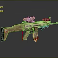 Tan Military Assault Rifle With Scope Graffiti Design And Red Magazine