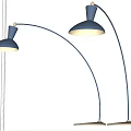 Stylish Blue Arched Floor Lamps With Metal Bases Illuminated Design