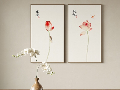 New Chinese Plant Painting Decorative Painting model