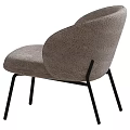 Modern Accent Chair With Light Gray Fabric Curved Backrest And Black Metal Legs