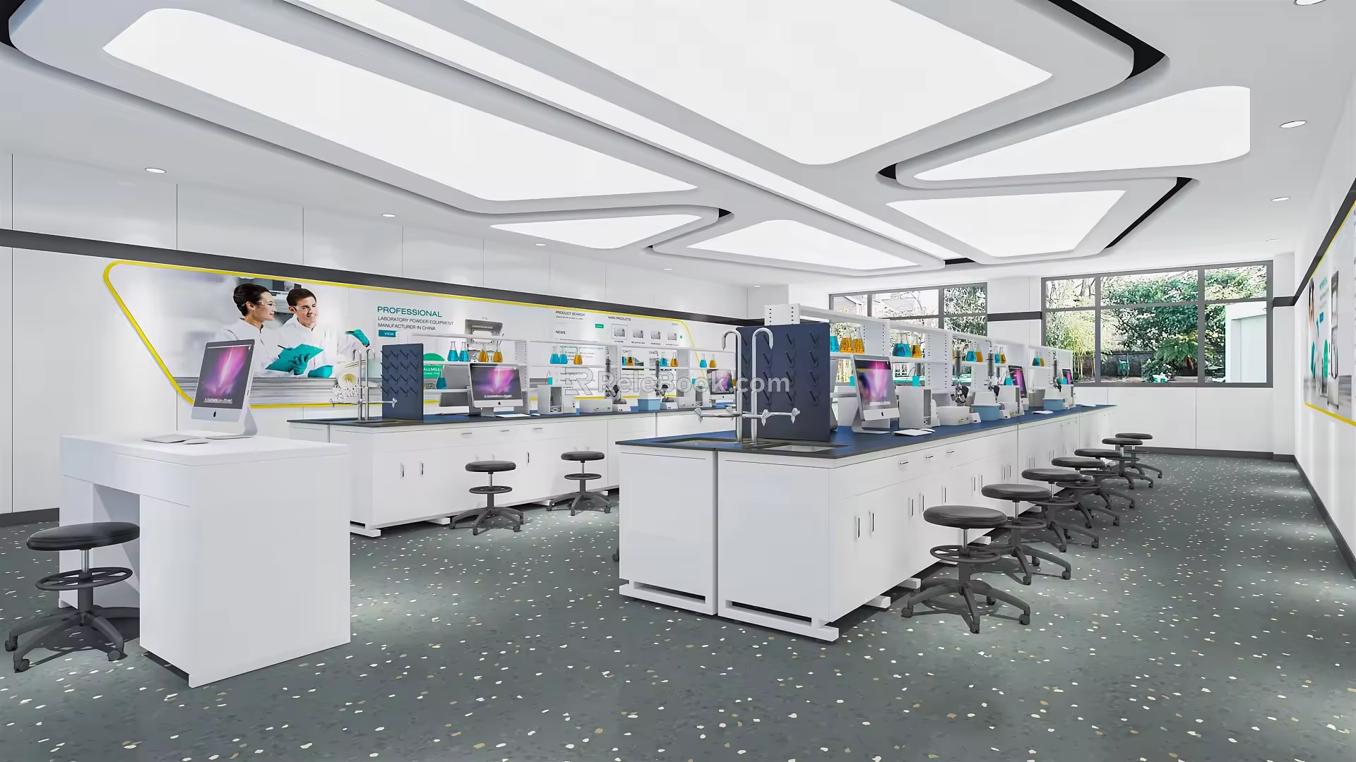 Modern Laboratory Physics Laboratory Tables and Chairs Laboratory Equipment Laboratory Research Room 3d model