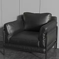 Modern Black Leather Single Sofa With Comfortable Design And Metal Frame