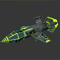 Futuristic Cosmic Spaceship With Green Black Geometric Patterns And Aerodynamic Structure