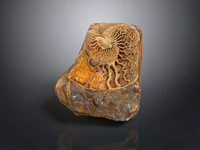 Artistic Stone Wood Carving Featuring Ammonite Fossil Design And Natural Texture 3d model