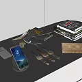 Mechanical Watch Mobile Phone Mobile Phone Holder Car Keys Wallet Book Notepad 3d model