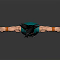 Game And Movie Character In Green Outfit With Black Spiky Hair And Arms Outstretched