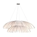 Modern White Layered Pleated Chandelier Hanging In Minimalist Interior Design
