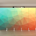 Modern Room Divider With Gradient Colors And Geometric Patterns For Interior Decor