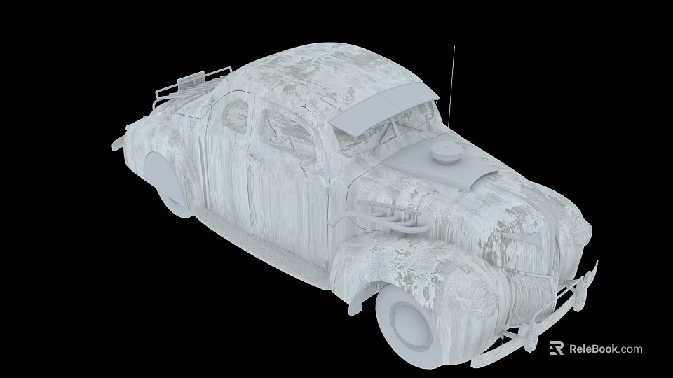 Classic Vintage Car With Unique Textured Surface And Retro Design Elements 3d model