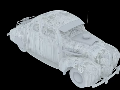 Classic Vintage Car With Unique Textured Surface And Retro Design Elements 3d model