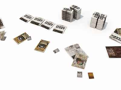 Vintage Coffee Household Supplies With Stacked Boxes And Worn Cards For Daily Use 3d model