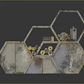 Industrial Style Hexagonal Modular Furniture With Rustic Textured Surface And Storage Compartments