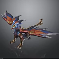 Mythical Dragon Detailed 3D Model With Vibrant Red Blue White Wings And Golden Claws Tail
