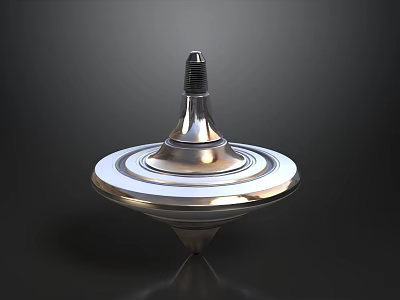 Shiny Metal Spinning Top With Chrome Finish And Modern Sleek Design 3d model