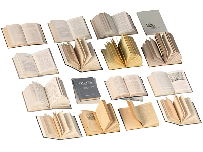 Collection of Open Books in Various Styles and Colorful Pages 3d model