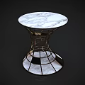 Modern Round Side Table With White Marble Surface And Metal Geometric Base 3d model