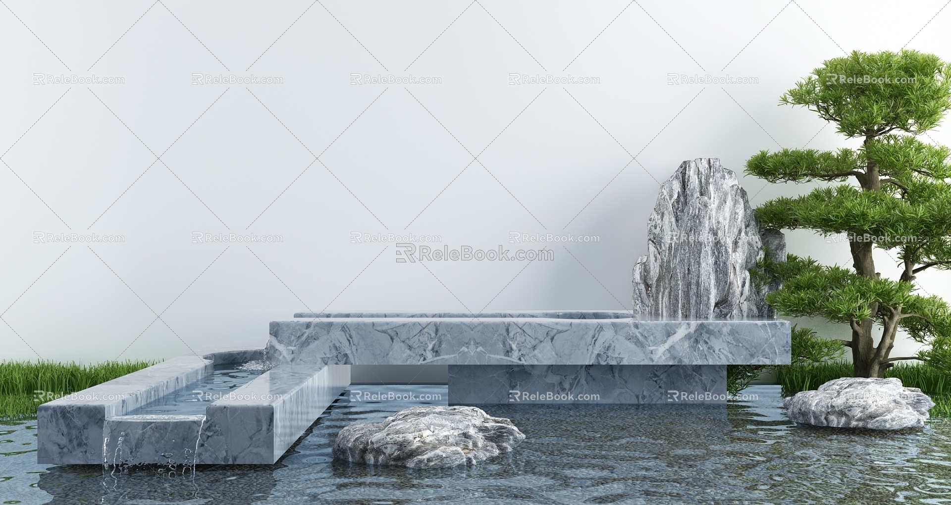 Courtyard waterscape dry landscape Zen landscape landscape landscape waterscape sketch 3d model