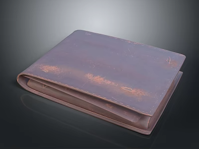 Daily Life Essential Brown Leather Notebook With Worn Cover On Black Smooth Surface 3d model