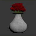 Decorative White Hexagonal Textured Carved Vase With Fresh Red Roses Arrangement