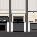 Elegant Modern Kitchen Interior With Cabinets Stovetops Ovens And Range Hoods