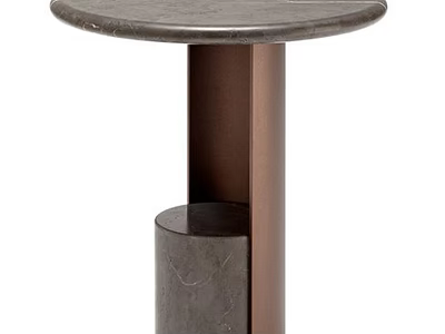 Modern Round Top Marble Side Table With Metal Base And Cylindrical Structure 3d model