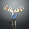 Colorful Antlered Deer Like Creature With Vibrant Colored Tines Slender Legs And Blue Gray Body