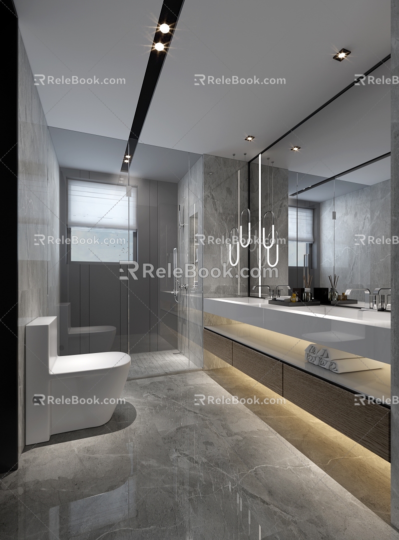 Toilet washbasin toilet shower room 3d model