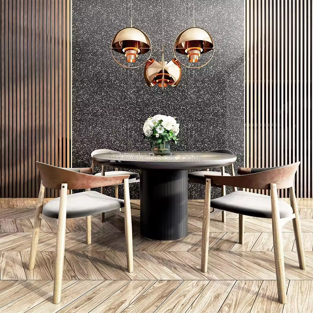 Modern Dining Table and Chair Combination 3d model
