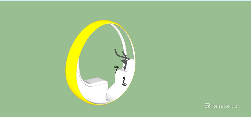 Futuristic Concept Car Featuring Circular Yellow And White Design With Seat And Handlebar Controls 3d model 