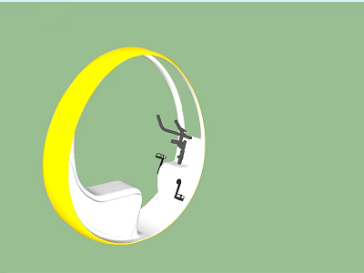 Futuristic Concept Car Featuring Circular Yellow And White Design With Seat And Handlebar Controls 3d model