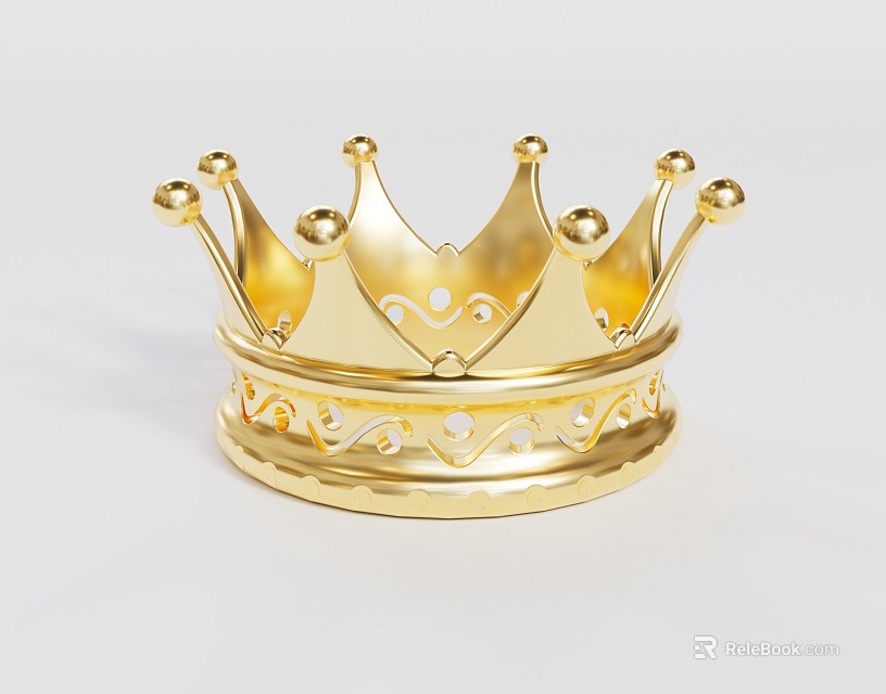 Elegant Golden Crown Jewelry Piece With Intricate Spires And Ornate Details 3d model 
