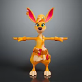 Yellow Cartoon Kangaroo With Long Ears Open Arms And Red Decorated Clothes