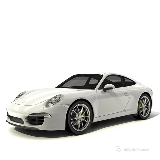 White Porsche Sports Car With Modern Sleek Exterior And Alloy Wheels 3d model 