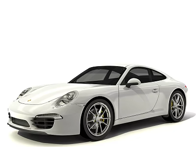 White Porsche Sports Car With Modern Sleek Exterior And Alloy Wheels 3d model
